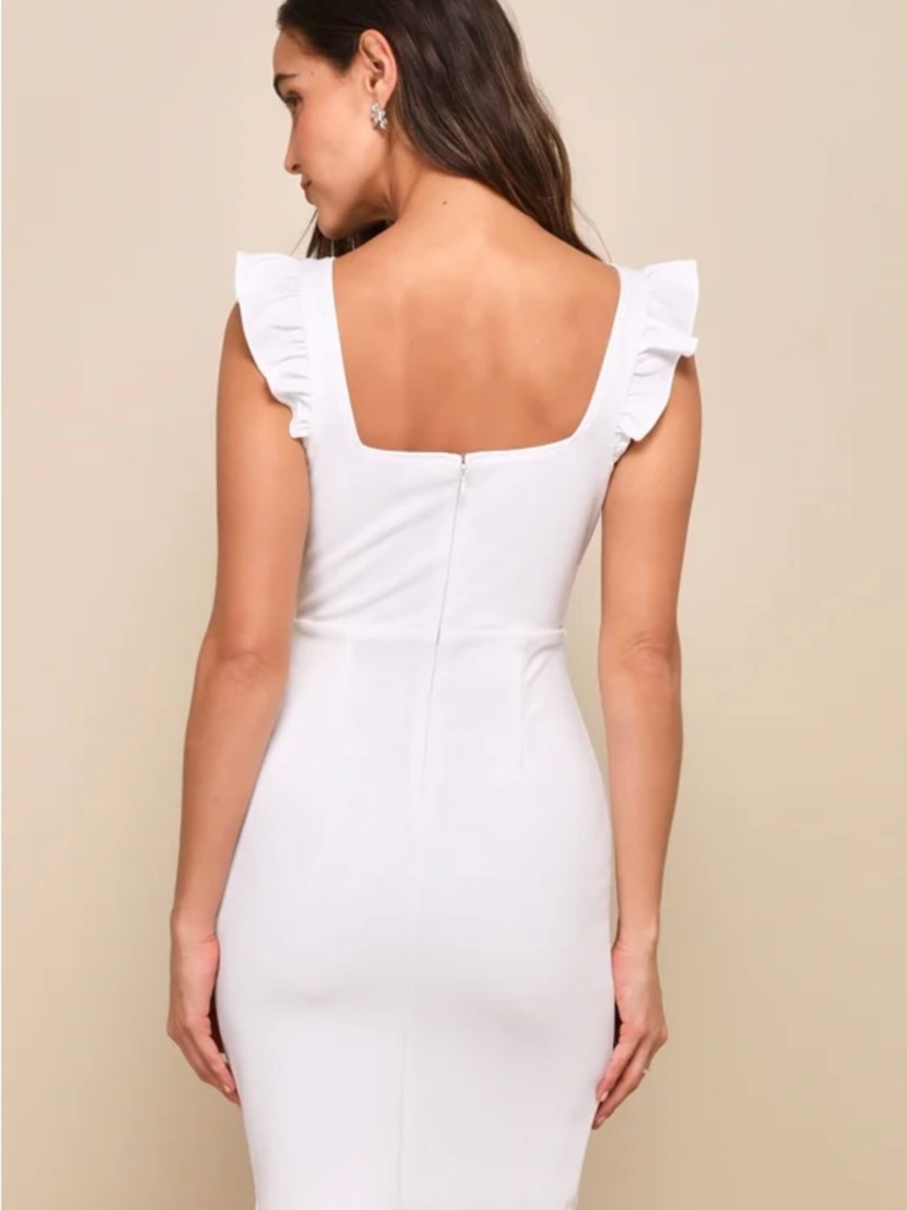 Lulu's White Square Neck Ruffle Strap Mini Dress - Picture 7 of 8